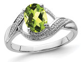 1.25 Carat (ctw) Oval Peridot Ring in Sterling Silver